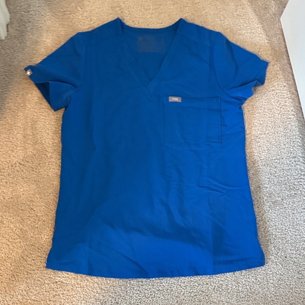 Figs Royal Blue V-Neck Scrub Top